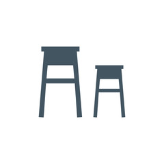 Stool vector in flat style design. Classic furniture for kitchen or living room. Isolated on white