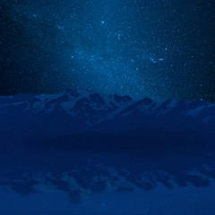 Mountains and stars in water
