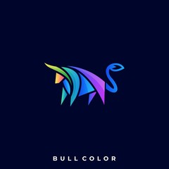 Bull Colorful Illustration Vector Design Template