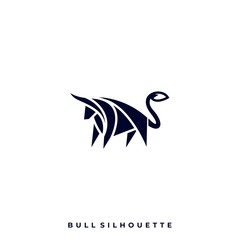 Bull Silhouette Illustration Vector Design Template