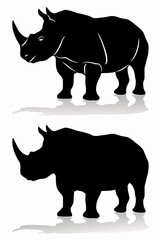 isolated silhouette of rhino , vector drawing © oldok