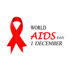 World Aids Day 1 december concept with awareness red ribbon. Vector Illustration for background, poster, quote, banner, landing page, card gift, social media, timeline ...