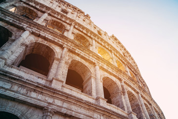 Colosseum in rome looking up at the exterior