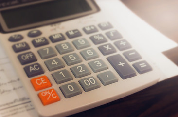 Budget Concept Budget text and report on calculator