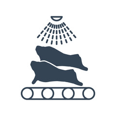 black icon meat processing plant, washing, conveyor