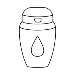 Vector design of bottle and aloe sign. Graphic of bottle and gel stock symbol for web.