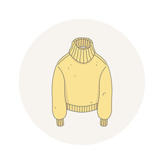 Yellow sweater. Hand drawn image isolated on a white background.