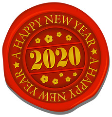 2020 sealing wax  vector illustration /  A happy new year / gold