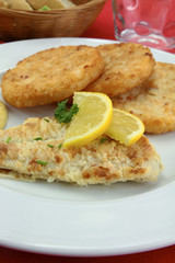 breaded fish and potato rosti