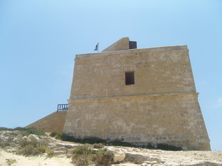 Fototapeta na wymiar Malta system of defensive stone towers through the island