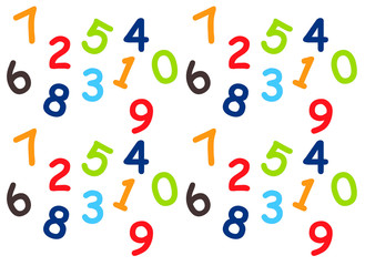 Fototapeta na wymiar pattern of colored numbers on a white background, colored numbers