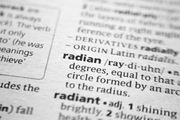 Word or phrase Radian in a dictionary.