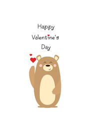 Valentinskarte - Happy Valentine's Day, Süßer Bär winkt	