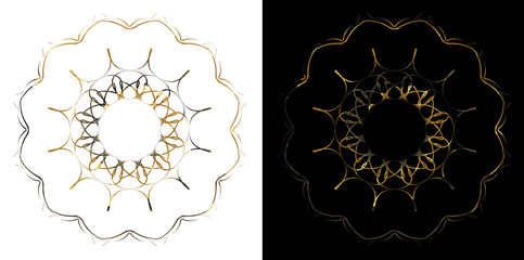 Soft circle line ornament illustration ramadan islamic round pattern. Black and Gold background