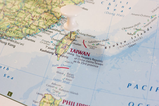 Taiwan on the map of the world.
