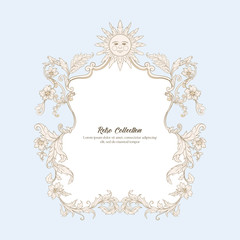 Border, frame label In baroque, rococo victorian renaissance style. Trendy floral vintage pattern. Vector illustration