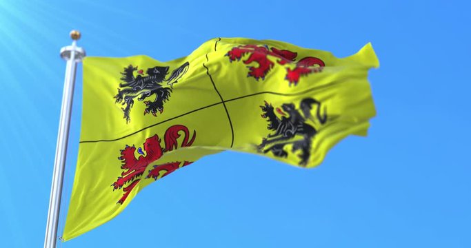 Flag of belgian province of Hainaut, in the region of Wallonia, Belgium. Loop