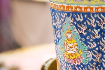 Beautiful Thailand Handmade Traditional Earthenware close up