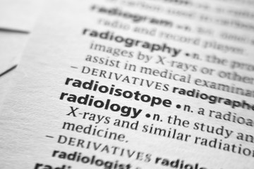Fototapeta premium Word or phrase Radioisotope in a dictionary.
