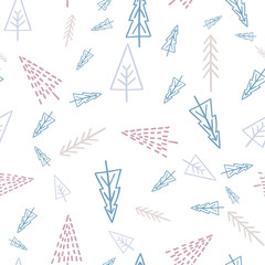 Vector Seamless Christmas Trees festive repeat pattern