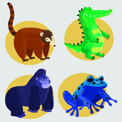 Gorilla-crocodile-frog-lemur