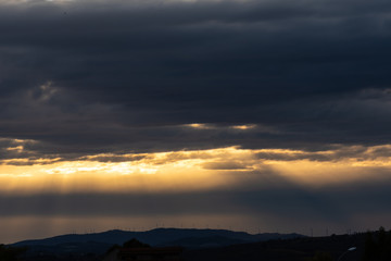 Beautiful Sunset in the Clouds, Sicily, Italy, Europe