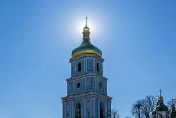 Close-up of the bell tower of Saint Sophia's Cathedral in Kiev