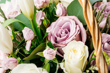 Colorful bouquet of flowers. Flower shop concept.