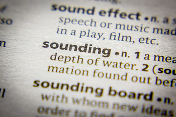 Word or phrase Sounding in a dictionary.