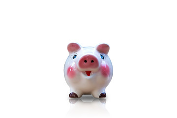 Piggy bank isolated on white background with the clipping path.