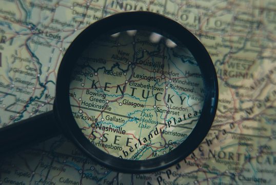 American State Kentucky on the map of the world