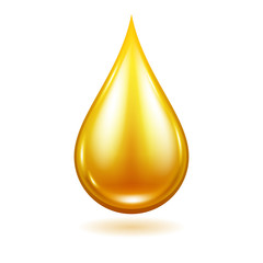 Oil drop vector illustration. Yellow liquid droplet.
