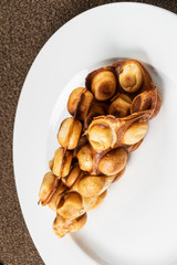 Bubble waffle on the white plate
