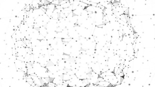 Abstract sphere network animation. 4K seamless loop on white background