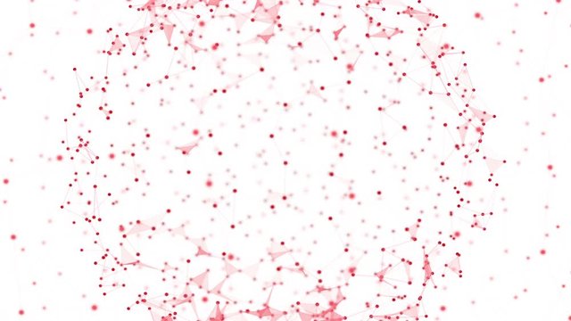 Abstract red sphere network animation. 4K seamless loop