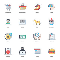 Pack Of Shopping Flat Icons 