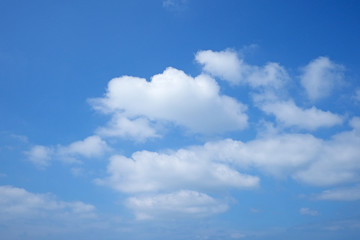 Naklejka na ściany i meble Blue sky and white fluffy tiny clouds background and pattern