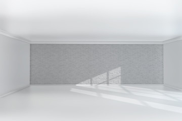 Interior design of living room and white brick wall. 3d rendering.