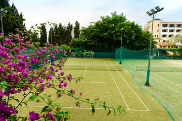 tennis court in resort hotel