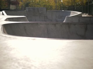 empty park skate on a sunny autumn day