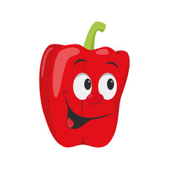 Vegetables Characters Collection: Vector illustration of a funny and smiling red pepper in cartoon style.