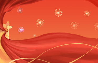 National Day, Chinese watch, Tiananmen, red flag, celebration, congratulations, cheers, golden week, surprise, carnival, illustration, national day, motherland, patriotism, china, government, communis