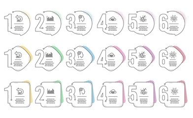 Anti-dandruff flakes, Engineering and 360 degrees line icons set. Infographic timeline. Medical drugs, Bar diagram and Quick tips signs. Healthy hair, Cogwheel head, Full rotation. Vector