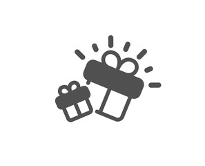 Present box sign. Gifts icon. Brand marketing symbol. Classic flat style. Simple gift icon. Vector