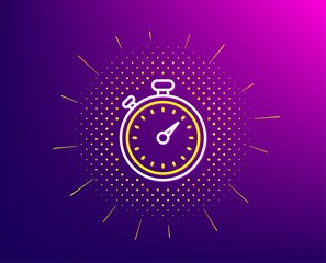 Timer line icon. Halftone pattern. Stopwatch symbol. Time management sign. Gradient background. Timer line icon. Yellow halftone pattern. Vector