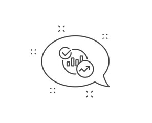 Charts, Statistics line icon. Chat bubble design. Report graph or Sales growth sign. Analytics data symbol. Outline concept. Thin line statistics icon. Vector