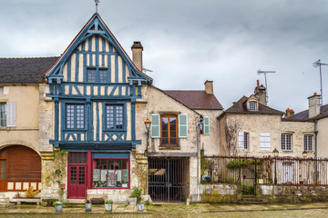Fototapeta na wymiar Street in Noyers, Yonne, France