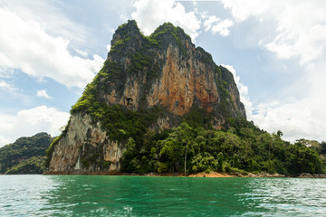 Karst mountains of lake Cheo Lan in Thailand