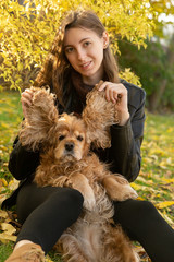 woman with spaniel
