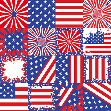 USA flag background set